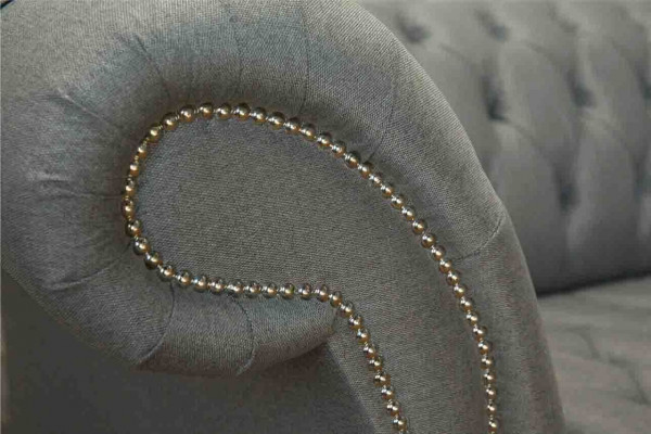 Sofa 3-Sëtzer Canapé Stoff Modern Luxus Gro Chesterfield Dräisëtzer Nei