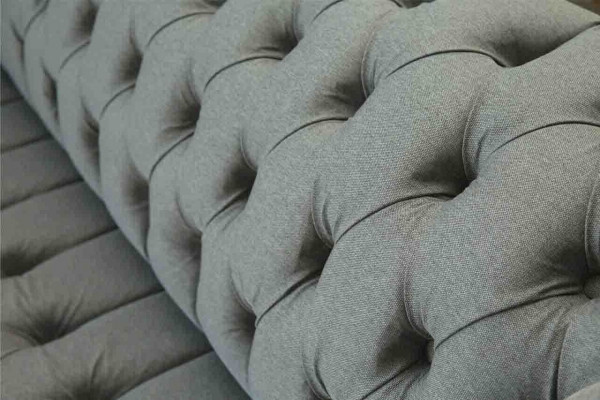 Sofa 3-Sëtzer Canapé Stoff Modern Luxus Gro Chesterfield Dräisëtzer Nei