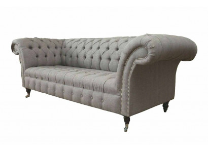 Chesterfield 3 Sëtzer Polster Couch Sofa Couchen Textil Moderne Stil Gro