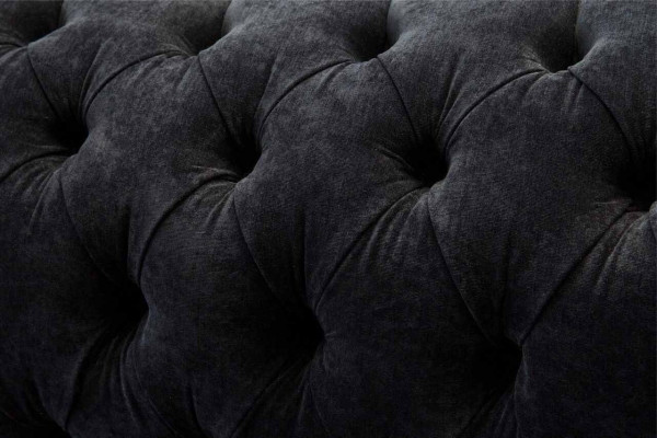 Dreisëtzer Couch Polster Schwaarz Sofa 3 Sëtz Zëmmer Miwwelen Design.