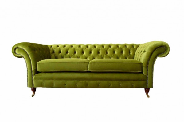 Sofa 3 Sëtzer Stoff Design Canapé Polster Sofas Textil Modern Chesterfield