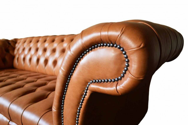 Sofa 3 Sëtzer Sëtz Modern Chesterfield Sofas Couche Polster Braun Nei