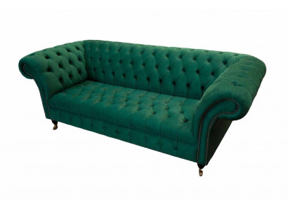 Dreiplatze Sofa 3 Sëtzer Luxus Sëtz Modern Sofas Gréng Stoff Chesterfield