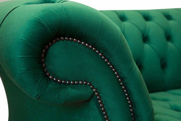 Dreiplatze Sofa 3 Sëtzer Luxus Sëtz Modern Sofas Gréng Stoff Chesterfield