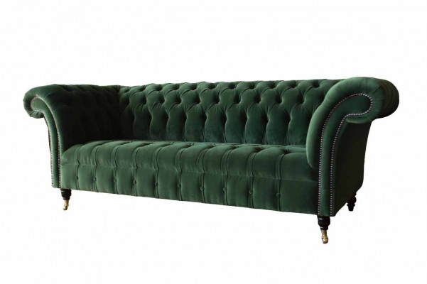 Design Sofa 3 Sëtz Couch Polster Chesterfield Wunnzëmmer Textil Couchen