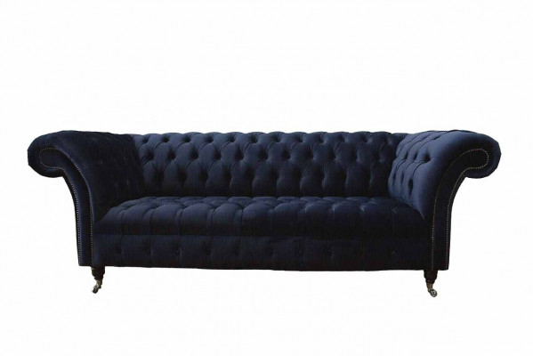Luxus Sofa Drësëtzer Blo Stoff Textil Stil Canapé Sofae Couchen Miwwelen