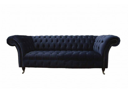 Luxus Sofa Drësëtzer Blo Stoff Textil Stil Canapé Sofae Couchen Miwwelen