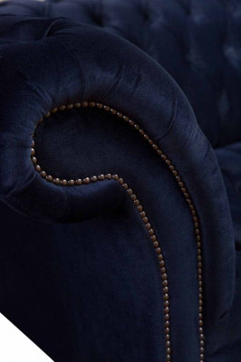 Luxus Sofa Drësëtzer Blo Stoff Textil Stil Canapé Sofae Couchen Miwwelen