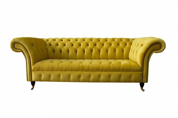 Chesterfield 3-Sëtzer Polstergaff Sofa Stil Sofen Textil Stoff Sofa Nei
