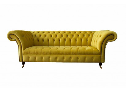 Chesterfield 3-Sëtzer Polstergaff Sofa Stil Sofen Textil Stoff Sofa Nei
