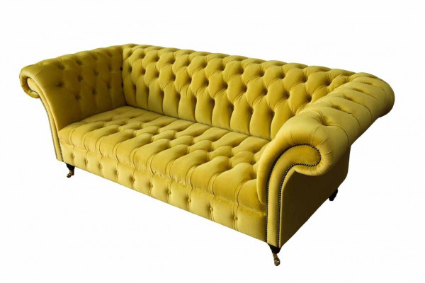 Chesterfield 3-Sëtzer Polstergaff Sofa Stil Sofen Textil Stoff Sofa Nei