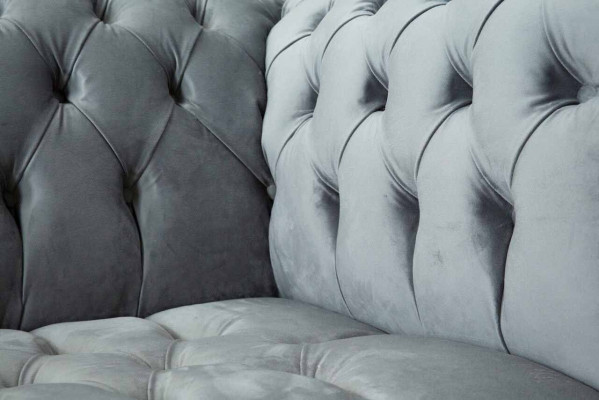Sofa 3 Sëtz Textil Sofas Couch Polster Chesterfield Couche Griis Dräisëtzer