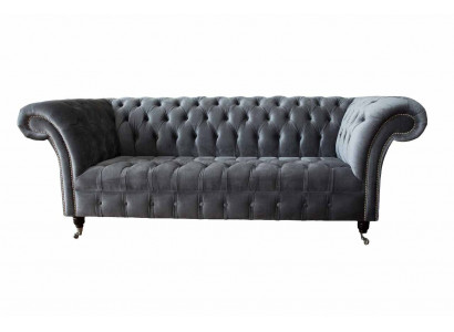Chesterfield 3-Sëtzer Design Sofa Stoff Sofas Couchen Textil Drësëtzer