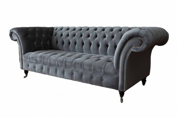 Chesterfield 3-Sëtzer Design Sofa Stoff Sofas Couchen Textil Drësëtzer
