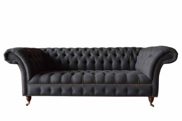 Chesterfield Dräisëtzer Sofa 3 Sëtzer Couch Polster Couchen Design Textil