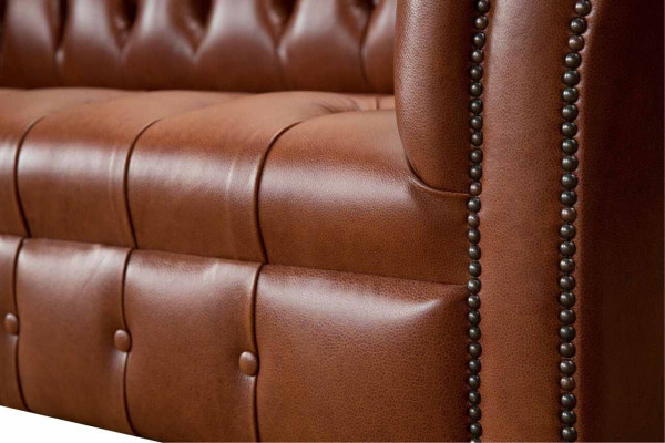 Chesterfield Sofa 3 Sëtz Braun Modern Polster Lieder Wunnzëmmer Design