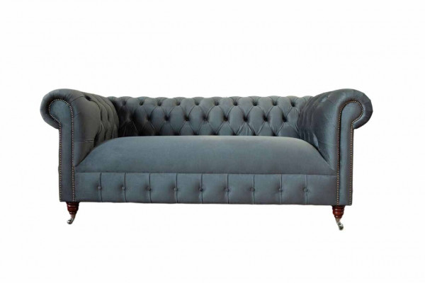 Chesterfield Textil Sofa 3 Sitzplazen Dräisëtzer Luxus Miwwelen Design Lounge