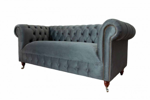 Chesterfield Textil Sofa 3 Sitzplazen Dräisëtzer Luxus Miwwelen Design Lounge
