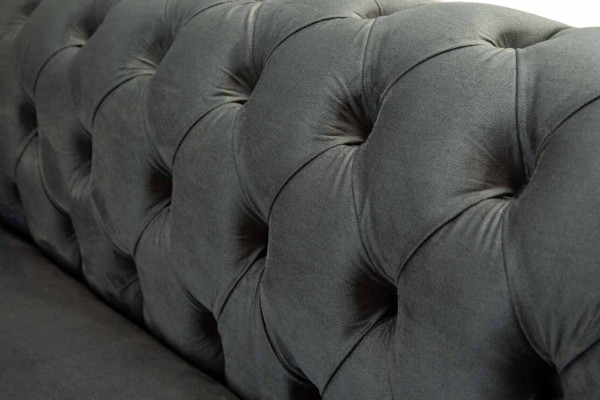 Chesterfield Textil Sofa 3 Sitzplazen Dräisëtzer Luxus Miwwelen Design Lounge