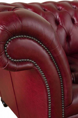 Chesterfield 3-Sëtzer Lieder Canapé Polster Luxus Braun Sofa Miwwelen 230cm