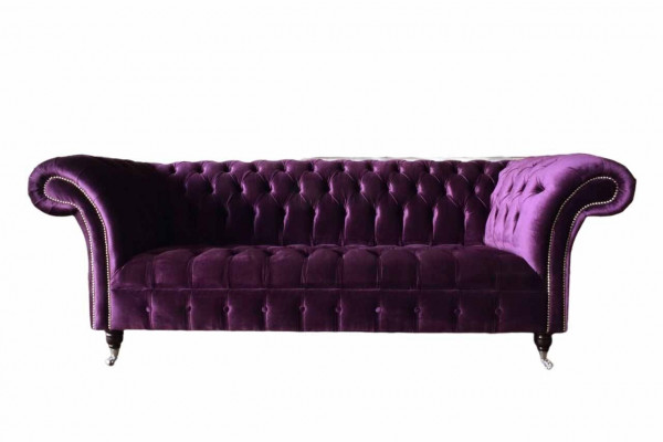 Chesterfield 3 Seeter Design Canapé Stoff Sëtz Stoff Luxus Canapéen Nei
