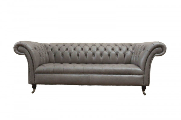 Groue Chesterfield englesche klassesche Stil Sofa Couch 3 Sëtz Polster 230cm