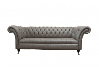 Groue Chesterfield englesche klassesche Stil Sofa Couch 3 Sëtz Polster 230cm