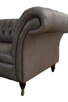 Groue Chesterfield englesche klassesche Stil Sofa Couch 3 Sëtz Polster 230cm