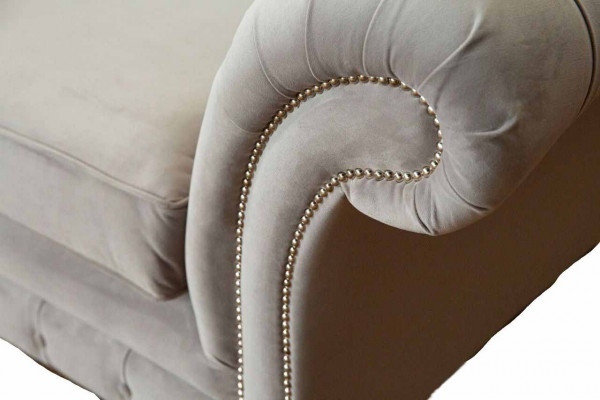 Chesterfield 3 Sëtz Relax Lounge Sofa Stoff Polster Couch Stoff Couchen
