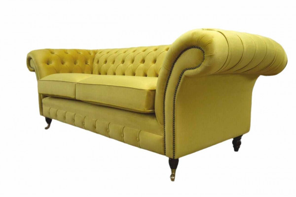 Textil 3-Sëtzer Blo Stoff Design Couch Polster 230cm Sofa Chesterfield