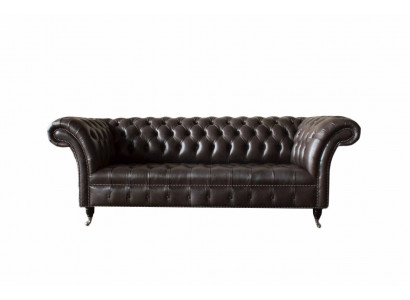 Dräisëtzer Chesterfield Sofa 3 Sëtzer Sofaen Braun Lieder Wunnzëmmer Luxus