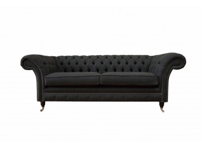 Wunnzëmmer Sofa Chesterfield Canapé Drësëtz Design Schwaarz Miwwelen Nei