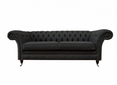 Wunnzëmmer Sofa Chesterfield Canapé Drësëtz Design Schwaarz Miwwelen Nei