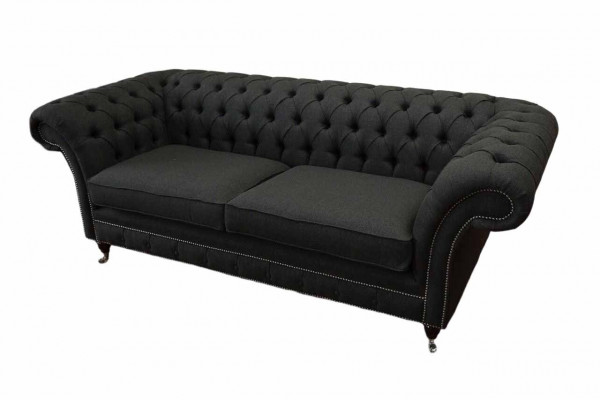 Wunnzëmmer Sofa Chesterfield Canapé Drësëtz Design Schwaarz Miwwelen Nei