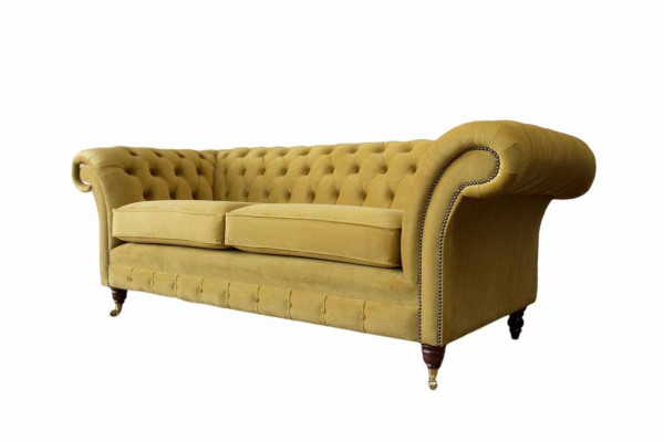 Chesterfield Canapé 3 Sëtzer Design Couch Dräisiichter Luxus Miwwelen Stil Textil