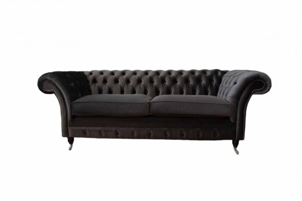 Sofa 3-Sëtz-Stoff Couchset Liewensraaum Luxus Polsters Designer Miwwel Chesterfield Neiwäit