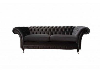Sofa 3-Sëtz-Stoff Couchset Liewensraaum Luxus Polsters Designer Miwwel Chesterfield Neiwäit