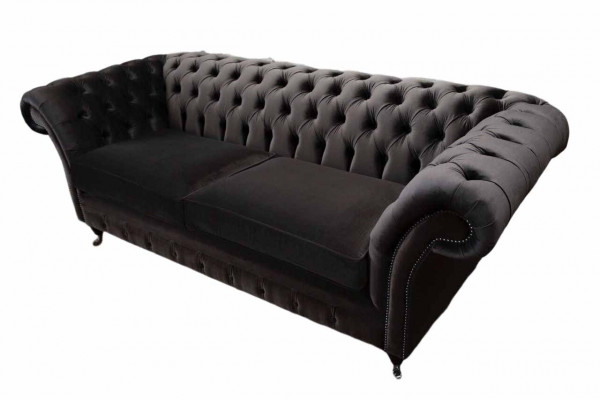 Sofa 3-Sëtz-Stoff Couchset Liewensraaum Luxus Polsters Designer Miwwel Chesterfield Neiwäit