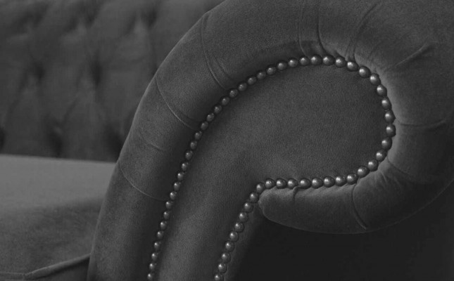 Sofa 3-Sëtzer Luxus Textil Chesterfield Couch Sofaen Polster Design Miwwelen