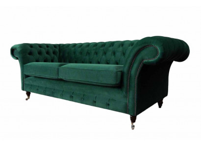 Chesterfield Canapé Sofa Polster 3 Sëtzer Canapéë Sëtz Sofas Gréng Nei