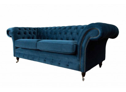 Design Sofa 3 Sëtzer Couch Polster Luxus Textil Sofaen Chesterfield Nei