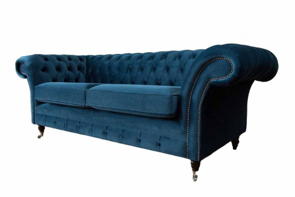 Design Sofa 3 Sëtzer Couch Polster Luxus Textil Sofaen Chesterfield Nei