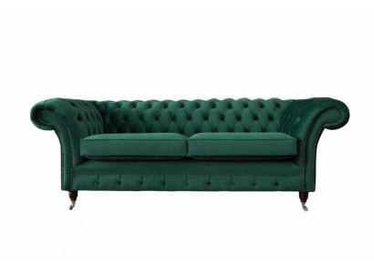 Canapé 3 Sëtz Gréng Canapéë Stil Luxus Wunnzëmmer Design Chesterfield Nei