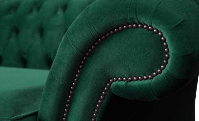 Canapé 3 Sëtz Gréng Canapéë Stil Luxus Wunnzëmmer Design Chesterfield Nei