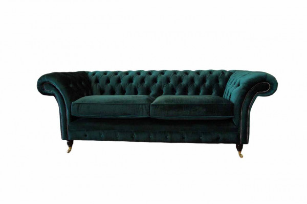 Chesterfield Polster 3 Sëtzer Textil Canapé Sofa Dräisëtzer Canapé Samt