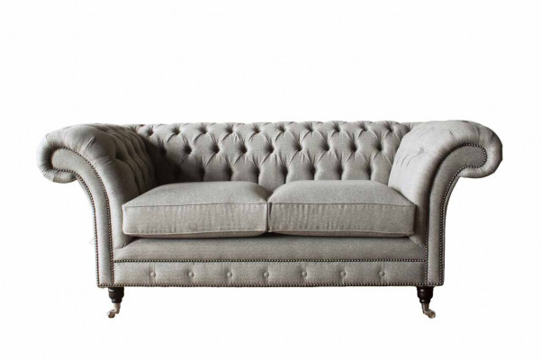 Chesterfield Gro Sofa 2 Sëtz Canapé Holz Miwwel Dreisëtzer Canapéë Neit