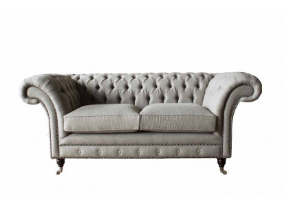 Chesterfield Gro Sofa 2 Sëtz Canapé Holz Miwwel Dreisëtzer Canapéë Neit