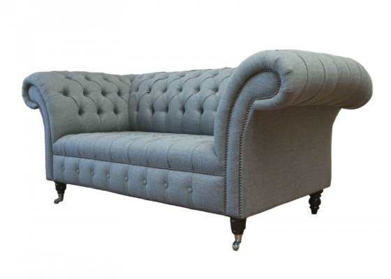 Chesterfield Büro Sëtzmiwwelen Ariichtung Sofa Canapé 2 Sëtz Textil Gro