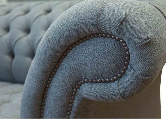 Chesterfield Büro Sëtzmiwwelen Ariichtung Sofa Canapé 2 Sëtz Textil Gro