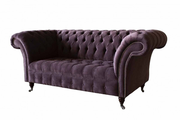 Chesterfield Sofa Canapé Design Lila Polsterstoff Textil Zwesëtzeger Sëtz Neit